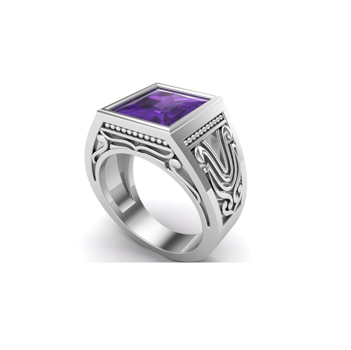 Bague amethyste argent Figuera chevalière